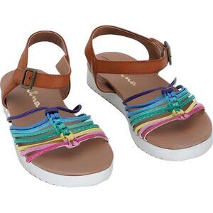 Nina Girls Rainbow Strap Sandals for Kids - Size 2M